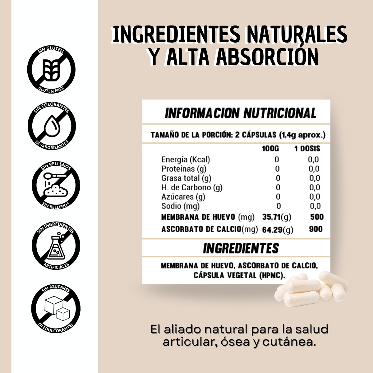 Membrana De Huevo + Calcio 120caps - Paul More - Imagen 3